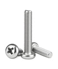 Heavy Duty M5 X 20Mm Pan Head Machine Screws 30 Pc Set 304 Stainless Steel Phillips Cross Drive on white background.