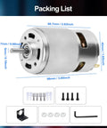 12V 775 DC Motor With High Torque Up To 20,000 RPM Dual Ball Bearing Built In Cooling Fan For Power Wheels Upgrade D Shaft With Bracket Included CW CCW Adjustable