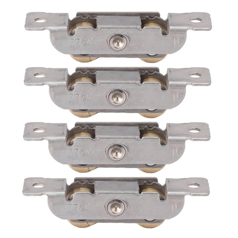 4 Pack Sliding Patio Door Rollers Replacement For Aluminum Glass Doors With Adjustable Rear Wheels Beefed Up Heavy Duty Yellow Zinc Plated Flat Wheel Durable Roller Set Made From Stainless Steel And Copper Bearings