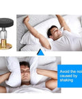 Adjustable Furniture Feet Set Of 12 for leveling beds, showing relaxed man waking up and man covering ears from noise