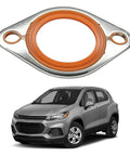 Reusable Thermostat Water Neck Housing Gasket With One Eighth Inch Beefy Aluminum Carrier And Molded Silicone Insert Heavy Duty Chevy SBC BBC Engine Water Pump Seal Replacement Orange, shown with SUV fitment