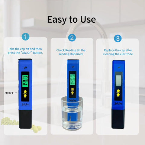 On The Go Pocket pH Meter For Water And Hydroponics High Accuracy Digital Tester Pen display and usage steps