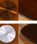 Brown Round Tempered Glass Lazy Susan Turntable for Dining Table with 360 Degree Rotation, glass and metal details