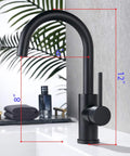 Matte Black Bar Sink Faucet With Single Hole Design, showcasing durable SUS304 stainless steel in modern compact kitchen setting