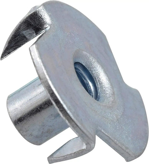 100 Pcs Pronged Tee Nuts Size 10 32 Zinc Plated Steel T Nuts for Wood and Furniture Assembly Flush Mount Threaded Inserts