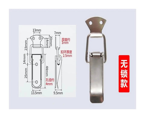 Diagram and photo of Spring Loaded Toggle Latches Four Pack Clasp Closures For Boxes Crates And Storage Cases With Quick Open Lever Stable Tension Locking