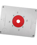 Premium Aluminum Router Table Insert Plate with Easy Adjust Flip Top Design for Woodworking Benches, sturdy two-piece kit.