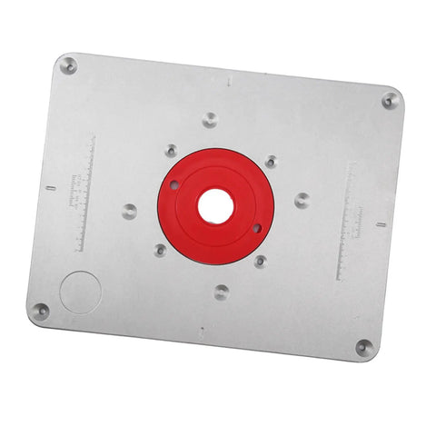 Premium Aluminum Router Table Insert Plate with Easy Adjust Flip Top Design for Woodworking Benches, sturdy two-piece kit.