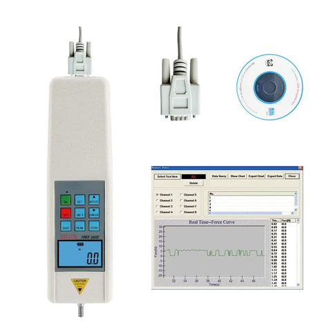 Digital Force Gauge 200N Push Pull Tester For Tension And Compression With Five Modes Dope Precision And Three Display Methods Supports Newton Kilogram And Pound Units Local Gravity Setting For Precise Measurements, LCD and software