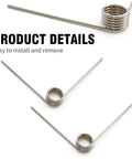 10 Pack Small Stainless Steel Torsion Springs 50mm Long 1.2mm Thick 11.4mm OD With 5 Turns And 120 Degree Rotation shown.