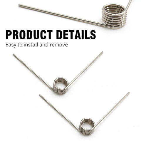 10 Pack Small Stainless Steel Torsion Springs 50mm Long 1.2mm Thick 11.4mm OD With 5 Turns And 120 Degree Rotation shown.