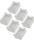 Rock Solid 6 Pack Abs Electrical Junction Box Enclosure With Crystal Clear Covers For Easy Wiring, Keeps Dust And Water Away From Your Circuits So You Can Install And Maintain Like A Pro Without Stress, six clear plastic boxes.