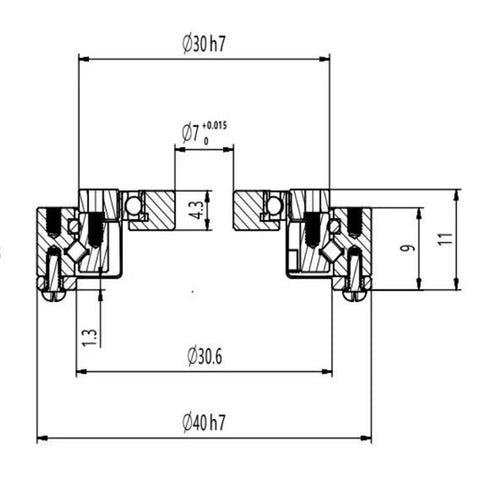 D11 Harmonic Reducer For Industrial Robot Manipulator Arm Joint With Hollow Transmission Design cross-sectional technical drawing.