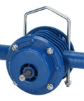 Kickass Self Priming Drill Pump For Fast Water Transfer Fits 350 Watt Electric Drills Built Tough With Durable Abs And Stainless Steel For Yard Or Pool Draining Projects, blue design with fittings.