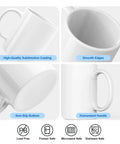 11 Oz Sublimation White Ceramic Mugs Set Of 24 Blank Coffee Cups with smooth edges, non-slip bottom, humanized handle, sublimation coating.