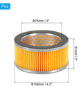 4.2 By 2 Inch Air Compressor Intake Paper Filter 4 Pack Piston Type Replacement Elements Yellow with dimensions shown