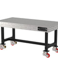 Heavy Duty 72 Inch Mobile Welding Station Built Tough With Locking Swivel Casters And Dead Nut Precision Holes Powder Coated Shop Table.