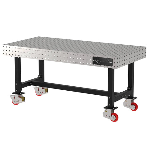 Heavy Duty 72 Inch Mobile Welding Station Built Tough With Locking Swivel Casters And Dead Nut Precision Holes Powder Coated Shop Table.