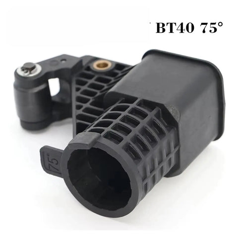 No Fuss BT40 Tool Fixer Pot With Angled 75 Degree Sleeve For CNC Router and Machining Center adapter in black with grid texture.