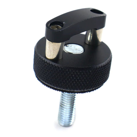 No Fuss Premium Quick Release Thumb Screws For Ford Bronco Hard Top Swap Setup With Locked Down D Ring Accessory Mounts 8 Piece Hardware Kit Black close-up of black thumb screw