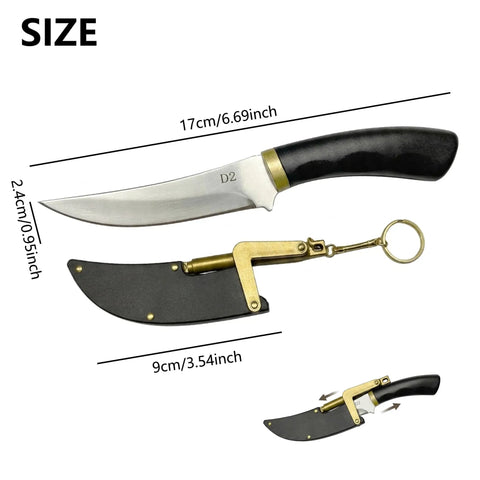 Ultra Sharp D2 Steel Pocket Utility Knife With Protective Sheath For Camping And Outdoor EDC, showing size dimensions.