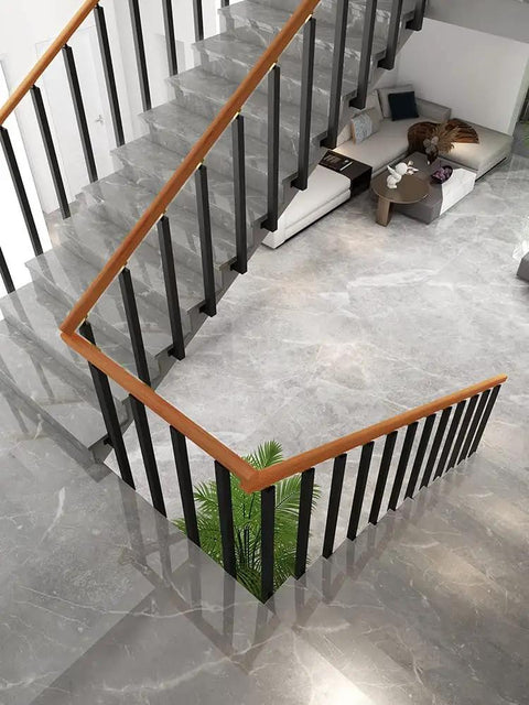 Top Notch Side Mount Deck Railing Posts With Adjustable Brackets And Complete Screw Kit Heavy Duty Black Stair Balusters Slick Finish Ready To Go Badass Durability For Porches Deck Upgrades 20 Pack 47 Inch shown on modern staircase.