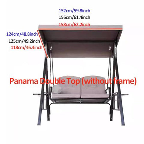 Outdoor Porch Swing Canopy Replacement Cover For 2 Seater Waterproof Weatherproof Sun Shade For Backyard Garden Patio Yard Park Furniture 62 By 46.4 Inch Durable Tear Resistant Construction, shown measuring dimensions in inches and centimeters.