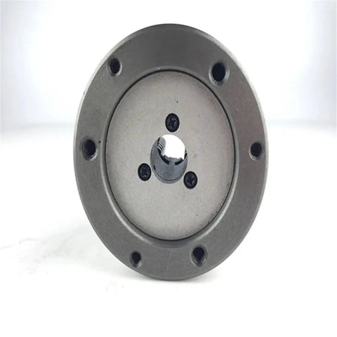 High-Performance K11-80 Metal Lathe Chuck, 80mm 3-Jaw Scroll Design For Mini Mills And Woodworking Tools, Hardened Steel Jaws With Up To 4000 Rpm Stability, view of the chuck back with mounting holes.