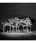 Outdoor pergola using Mission Collection ZMAX Black Powder Coated 90 Degree Angle for 6X Lumber Outdoor Accents Southwestern Brackets