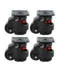 Heavy Duty 4 Pack 360 Degree Swivel Leveling Casters Retractable Furniture Rollers With No Fuss Height Adjustment in black.