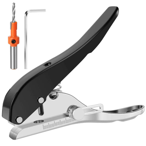 8mm Heavy Duty Hole Punch Tool for paper and card projects, portable handheld puncher with edge banding, countersunk drill, metal construction