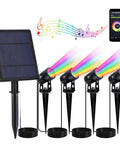 Solar Powered Outdoor Spotlight Lights Color Changing RGB Alexa And Google Assistant Compatible Bluetooth App Control Waterproof Landscape Spotlights for garden