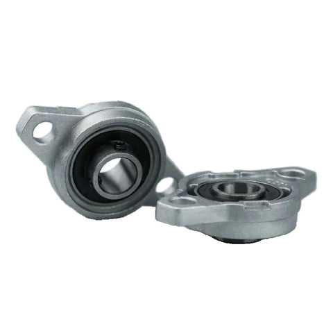 Top Tier Zinc Alloy Pillow Block Ball Bearing With Deep Groove Design And Precision Machined Housing Built Tough For High Performance Operations Runs Like A Dream, showing two angles of zinc alloy bearings.