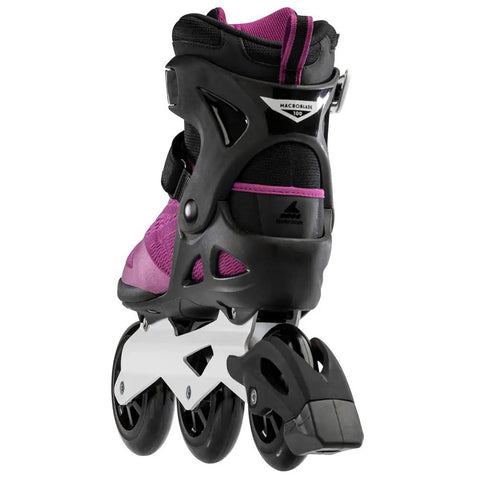 Rear view of Macroblade 100 3WD Womens Inline Skates For Fitness And Training Violet And Black Built For Stability And Speed