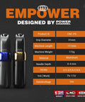 Rotary Tattoo Pen Machine P6 With Five Level Stroke Settings And Custom X-I Motor, gray and gold options displayed