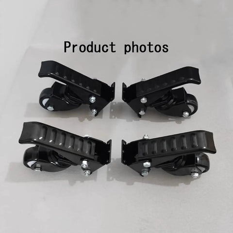 Heavy Duty Retractable Workbench Casters Kit Straight Up 300Kg Capacity set of four black steel casters with brackets and wheels