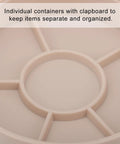 Close-up of round plastic tray with individual containers for organizing watch parts, featured in a Colorful 5 Layer Watch Parts Storage Box Organizer.