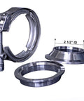 2.5 To 3 Inch Exhaust V Band Adapter Reducer Coupler Stainless Steel 3 To 2.5 Inch Header Collector Reducer Transition Reducing V Band Flange Beefy Heavy Duty Two Packs, showing stainless steel flange and clamp with 2.5-inch ID measurement visible.