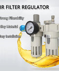 Half Inch NPT Air Compressor Filter Regulator Lubricator Combo With Gauge showcasing strong filterability and easy installation.