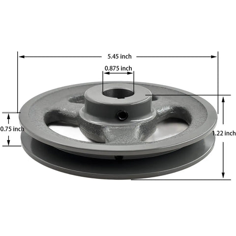 7/8 Inch Bore V Belt Pulley With 5.45 Inch Outer Diameter One Groove Beefy Cast Iron Sheave For A AX 3L 4L V-Belt Systems