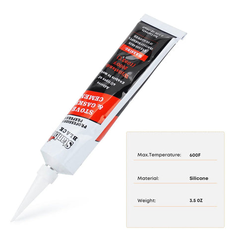 Stanbroil silicone gasket sealant tube, white body with red/black label, max 600F, 3.5 oz