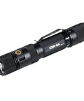 E9R G4 Tactical Flashlight 2550 Lumen Rechargeable LED with Magnetic USB Charging, black metallic body, side view