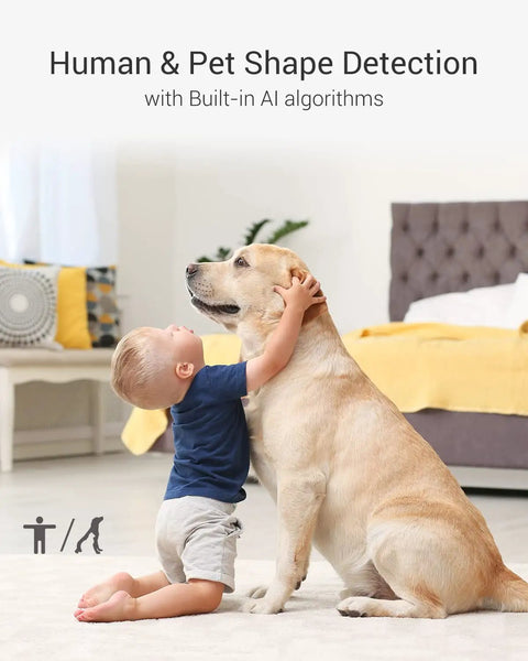 4MP Indoor Camera With Pan Tilt For Baby And Pet Monitoring, AI Human And Pet Detection, Wave Hand Recognition, Voice Activity Alerts, Starlight Color Night Vision, 2.4/5 GHz Dual Band WiFi, C6