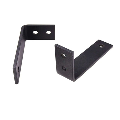 Black hardware L-brackets for Felicia 3312 Interior Barn Bypass Sliding Doors Set With Frosted Glass And Solid Wood Panels 64x96 Inches