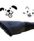 Fur Remover Pro II Two Point Zero With Fang Adapter For Dogs And Cats Vacuum Hair Attachment with silicone teeth and pet icons.