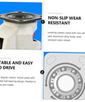 Heavy Duty Adjustable Caster Wheels Four Pack swivel plate mount showing non-slip design and dual ball bearing for stability.