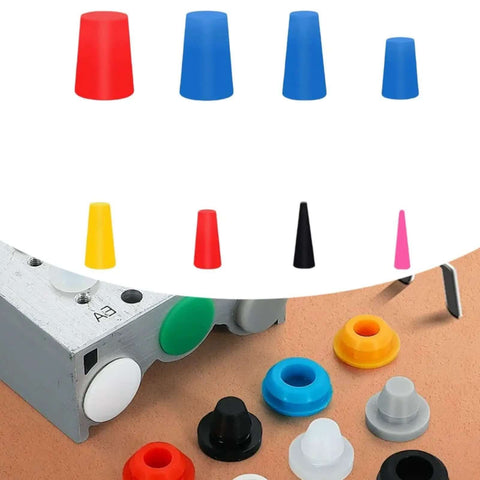 Top Tier Silicon Tapered Plug Kit For Pro Painting And Media Blasting Heat Resistant Stoppers 1/16 To 5/8 Inch Assortment in assorted colors