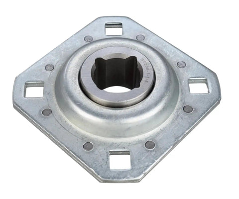 Drivetrain Disc Harrow Flange Bearing Replacement Part With 1-1/8 Inch Bore Square ST208-1-1/8N showing metal structure and bolt holes