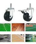 Heavy Duty Swivel Caster Wheels With Top Plate Brake Locking Casters for Furniture workbenches, showing wheel and brake detail