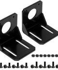 Two black alloy steel L-shaped brackets with M3 screws set from Nema 17 Stepper Motor Mounting Bracket Kit for 42mm Motors by Mrosnail.
